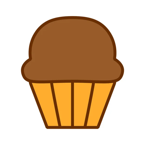 Icône de muffin mignon bande dessinée isolé sur fond blanc — Image vectorielle