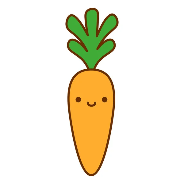 Dibujos animados lindo icono de la zanahoria aislado sobre fondo blanco — Vector de stock