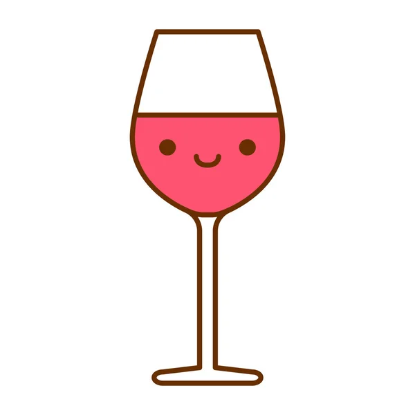 Κινούμενα σχέδια χαριτωμένο Κύπελλο κρασιού εικονίδιο απομονώνεται σε λευκό φόντο — Διανυσματικό Αρχείο