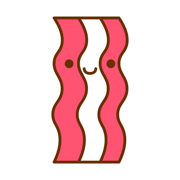 Cartone animato carino Bacon Icona isolato su sfondo bianco — Vettoriale Stock