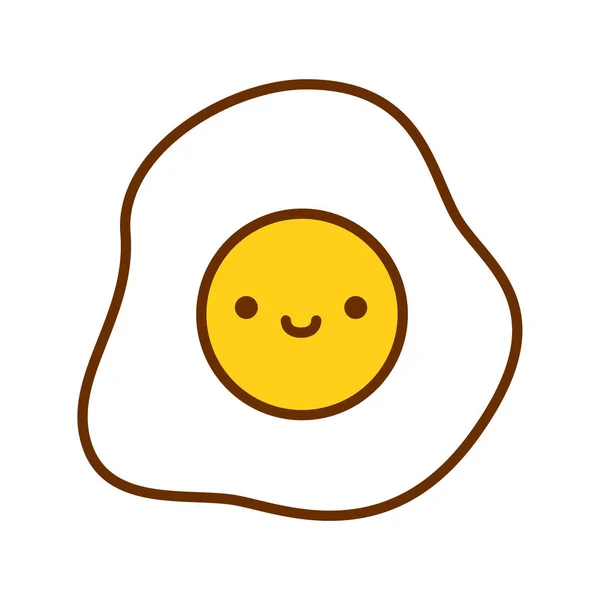 Κινούμενα σχέδια χαριτωμένο τηγανητό αυγό εικονίδιο απομονώνεται σε λευκό φόντο — Διανυσματικό Αρχείο
