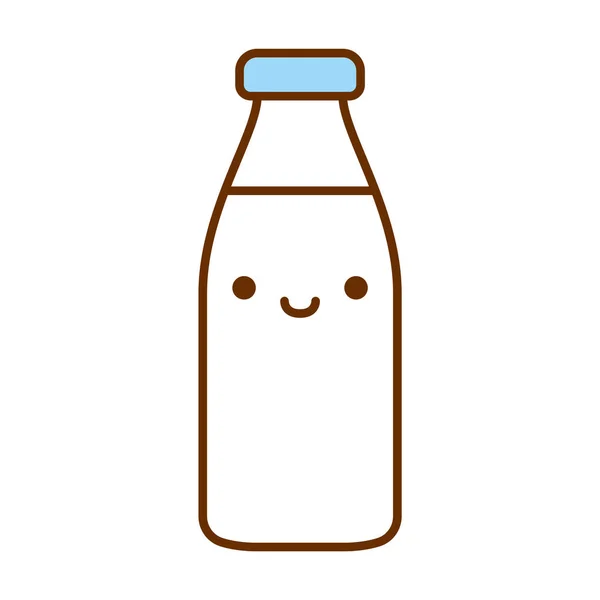 Ícone bonito da garrafa do leite dos desenhos animados isolado no fundo branco —  Vetores de Stock