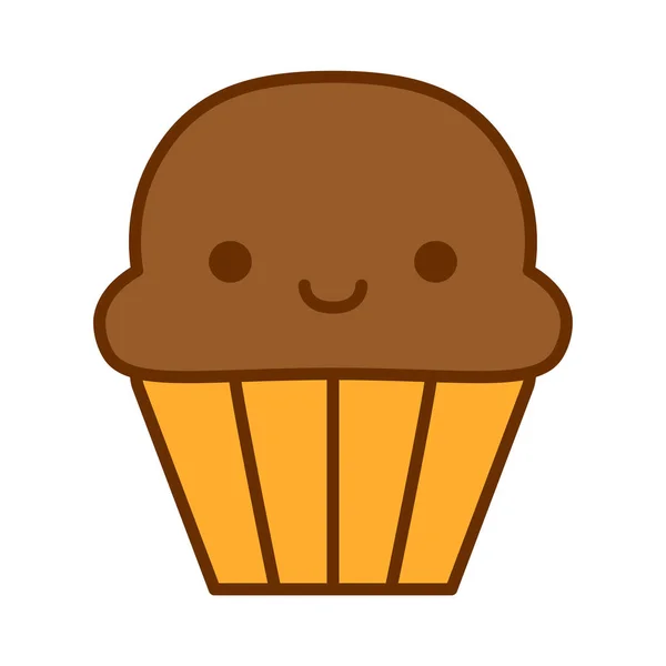 Dibujos animados lindo Muffin icono aislado sobre fondo blanco — Archivo Imágenes Vectoriales