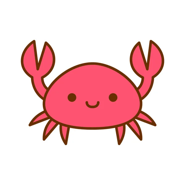 Cartoon Cute Crab Icon Isolated On White Background — Stock Vector