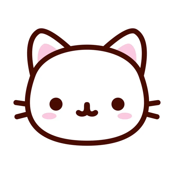 Linda cara de gato aislado sobre fondo blanco — Vector de stock