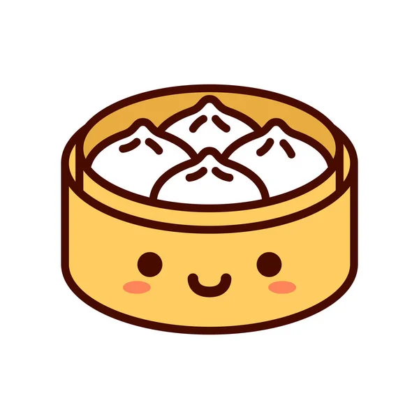 Cartoon Dim Sum Icona Emoji isolata — Vettoriale Stock