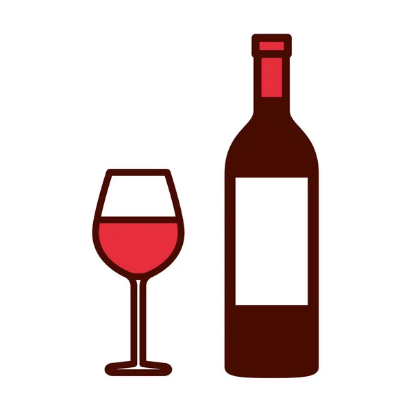 Kreslená láhev s vínem a skleněná Emoji ikona izolované — Stockový vektor