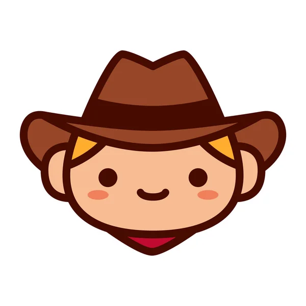 Cowboy de dibujos animados Emoji icono aislado — Archivo Imágenes Vectoriales
