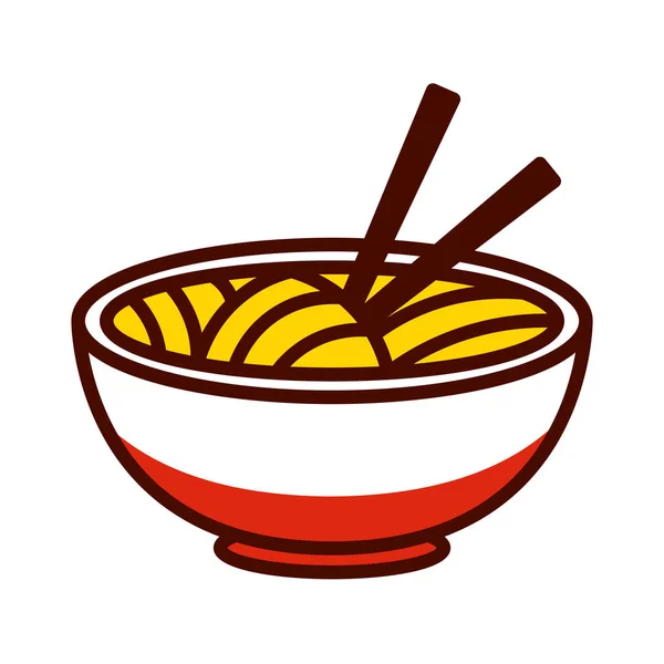 Kreslená Asijská Nudlička Emoji ikona samostatná — Stockový vektor