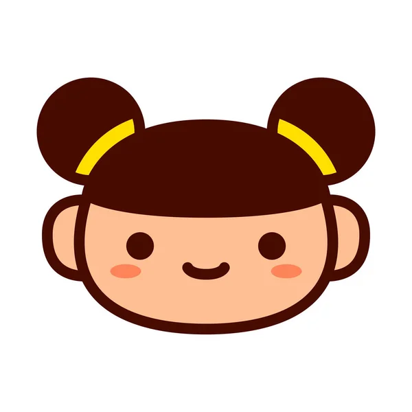 Desenhos animados menina chinesa ícone Emoji isolado —  Vetores de Stock