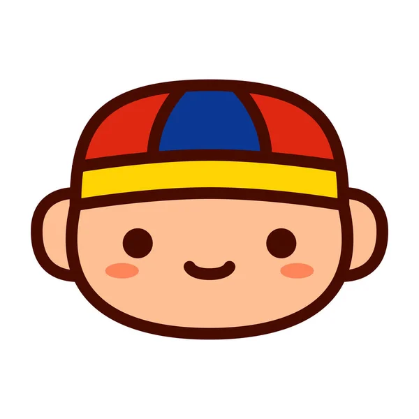 Icono de Emoji niño chino de dibujos animados aislado — Vector de stock