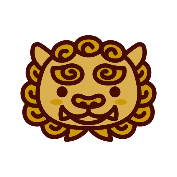 Tecknad kinesiska Guardian Lion Emoji Icon isolerad — Stock vektor