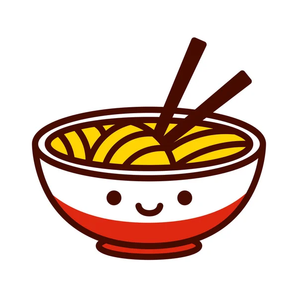 Cartoon macarrão asiático ícone de Emoji isolado — Vetor de Stock