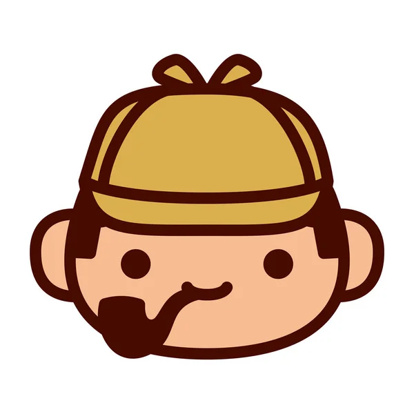 Tecknad Sherlock Holmes Emoji Icon isolerad — Stock vektor