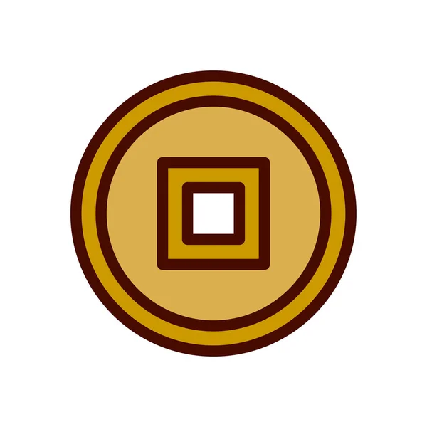 Tecknad kinesiska Coin Emoji Icon isolerad — Stock vektor