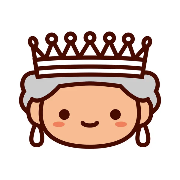 Tecknad drottning Emoji Icon isolerad — Stock vektor