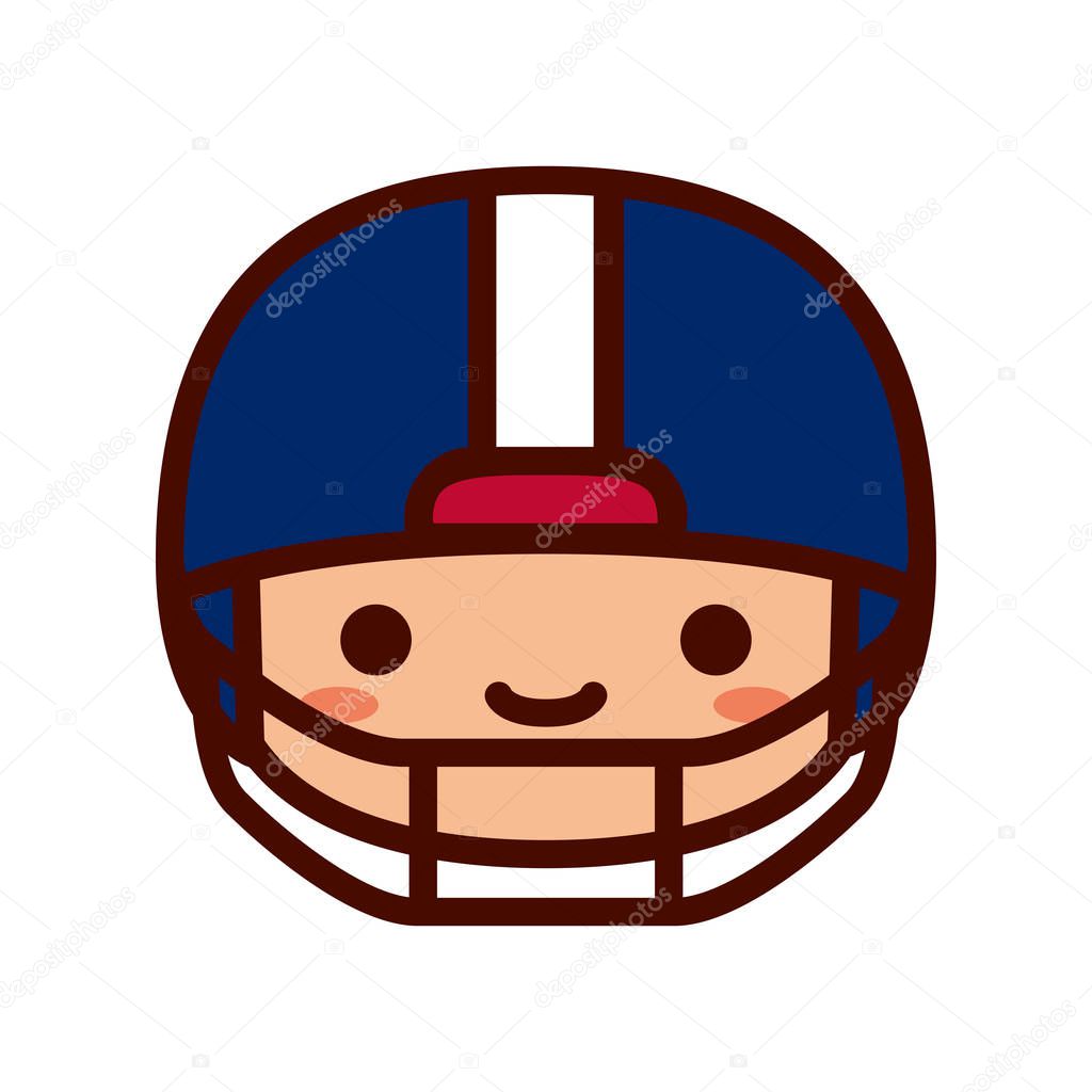 Cartoon American Football Player Emoji Icon Isolated