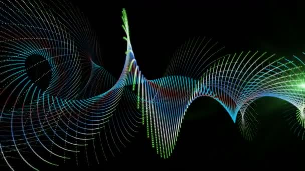 Futuristische Videoanimatie Met Deeltje Stripe Object Knipperend Licht Slow Motion — Stockvideo