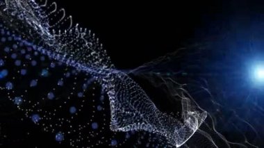 Fütüristik video animasyon ile dalga nesne ve ışık ağır çekimde, 4096 x 2304 döngü 4k