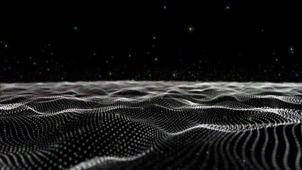 Футуристична Анімація Відео Єктом Хвилі Частинок Повільному Русі 4096X2304 Цикл — стокове відео
