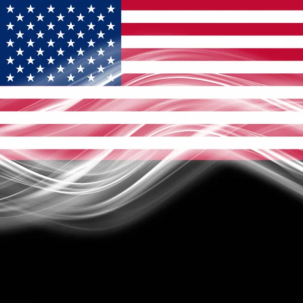 Abstract elegant wave design on USA flag with space for your text