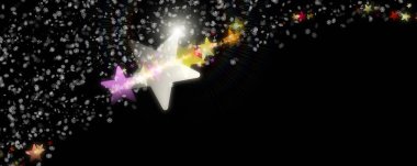 Kar taneleri ve yıldızlarla muhteşem Noel panorama tasarımı çizimi