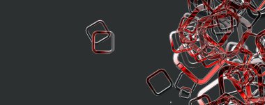 Soyut kare panorama cam 3D arkaplan tasarımı çizimi