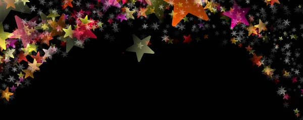 Maravillosa Ilustración Diseño Panorámico Navidad Con Copos Nieve Estrellas —  Fotos de Stock