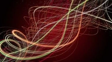 Çizgili nesne ve ağır çekimde parçacıklarla fantastik video animasyonu, 4096x2304 döngü 4K