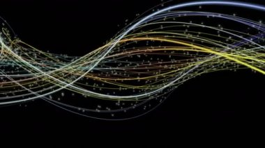 Çizgili nesne ve ağır çekimde parçacıklarla fantastik video animasyonu, 4096x2304 döngü 4K