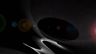 Parçacık çizgili nesne ve yavaş çekimde ışık ile gelecek video animasyonu, 4096x2304 döngü 4K