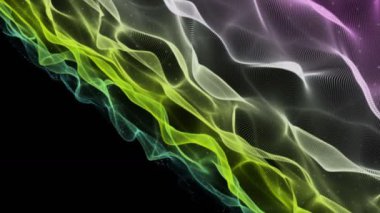 Parçacık dalgası nesnesinin ağır çekimde fantastik video animasyonu, 4096x2304 döngü 4K