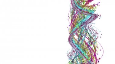 Çizgili nesne ve ağır çekimde parçacıklarla fantastik video animasyonu, 4096x2304 döngü 4K