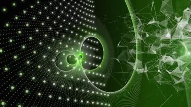 Animation vidéo éco futuriste avec objet à bande particulaire et lumière clignotante au ralenti, boucle 4096x2304 4K 