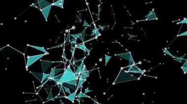 Yavaş çekimde parlayan renk değiştiren üçgenler ile fütüristik video animasyon, 4096x2304 döngü 4k