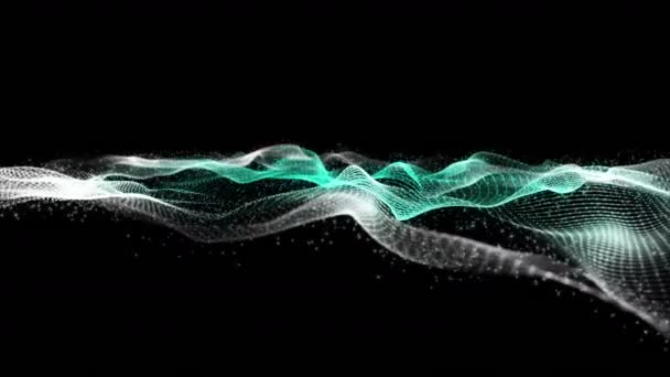 Futuristic Video Animation Wave Object Glowing Particles Slow Motion 4096X2304 — Stock Video