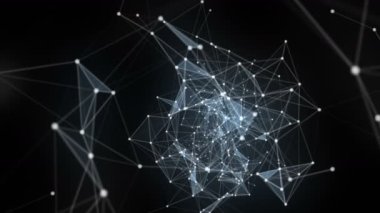 Yavaş çekimde parıldayan üçgenlerle gelecekteki pleksus video animasyonu, 4096x2304 döngüsü 4K