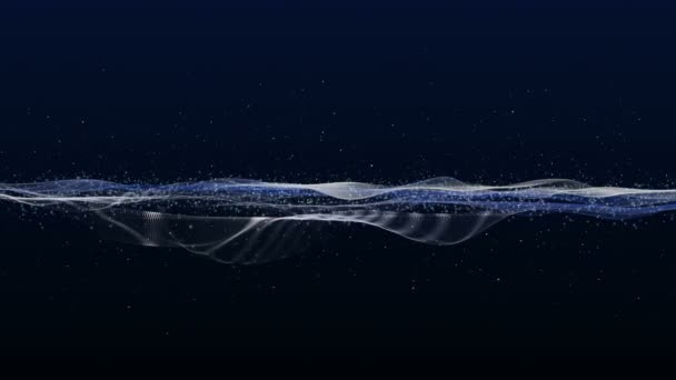 Футуристическая Видео Анимация Волнами Частицами Замедленной Съемке 4096X2304 Петля — стоковое видео