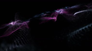 Dalga ve parçacıklar ile fütüristik video animasyon yavaş hareket, 4096x2304 döngü 4k