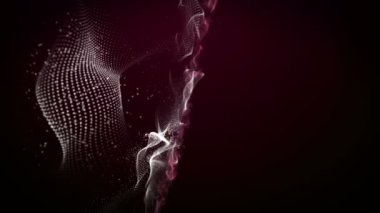 Dalga ve parçacıklar ile fütüristik video animasyon yavaş hareket, 4096x2304 döngü 4k