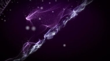 Dalga ve parçacıklar ile fütüristik video animasyon yavaş hareket, 4096x2304 döngü 4k