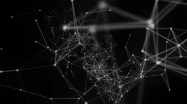 Yavaş çekimde parıldayan üçgenlerle gelecekteki pleksus video animasyonu, 4096x2304 döngüsü 4K