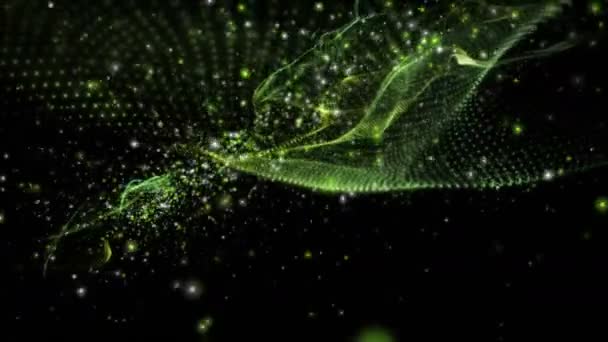 Animação Vídeo Eco Futurista Com Objeto Onda Partículas Cintilantes Câmera — Vídeo de Stock