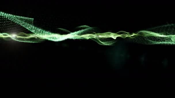 Animation Vidéo Éco Futuriste Avec Objet Ondes Particules Lumière Clignotante — Video