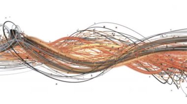 Şerit dalga nesnesi ve yavaş çekimde parçacıklar ile Fantastik video animasyon, 4096x2304 döngü 4k