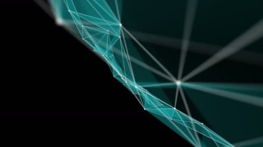 Yavaş çekimde parıldayan üçgenlerle gelecekteki pleksus video animasyonu, 4096x2304 döngüsü 4K