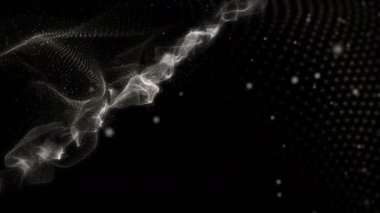 Dalga ve parçacıklar ile fütüristik video animasyon yavaş hareket, 4096x2304 döngü 4k