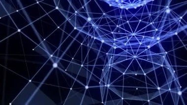 Yavaş çekimde parıldayan üçgenlerle gelecekteki pleksus video animasyonu, 4096x2304 döngüsü 4K