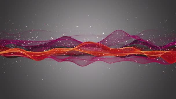 Futuristisk Video Animation Med Våg Objekt Och Flimrande Partiklar Slow — Stockvideo