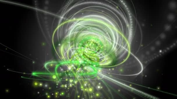 Animation vidéo éco futuriste avec objet rayé et particules scintillantes au ralenti, boucle 4096x2304 4K 